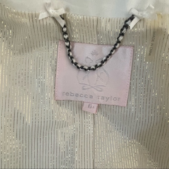 Rebecca Taylor | White Button Down Embellished Collar Linen Blend Jacket - Picture 8 of 12